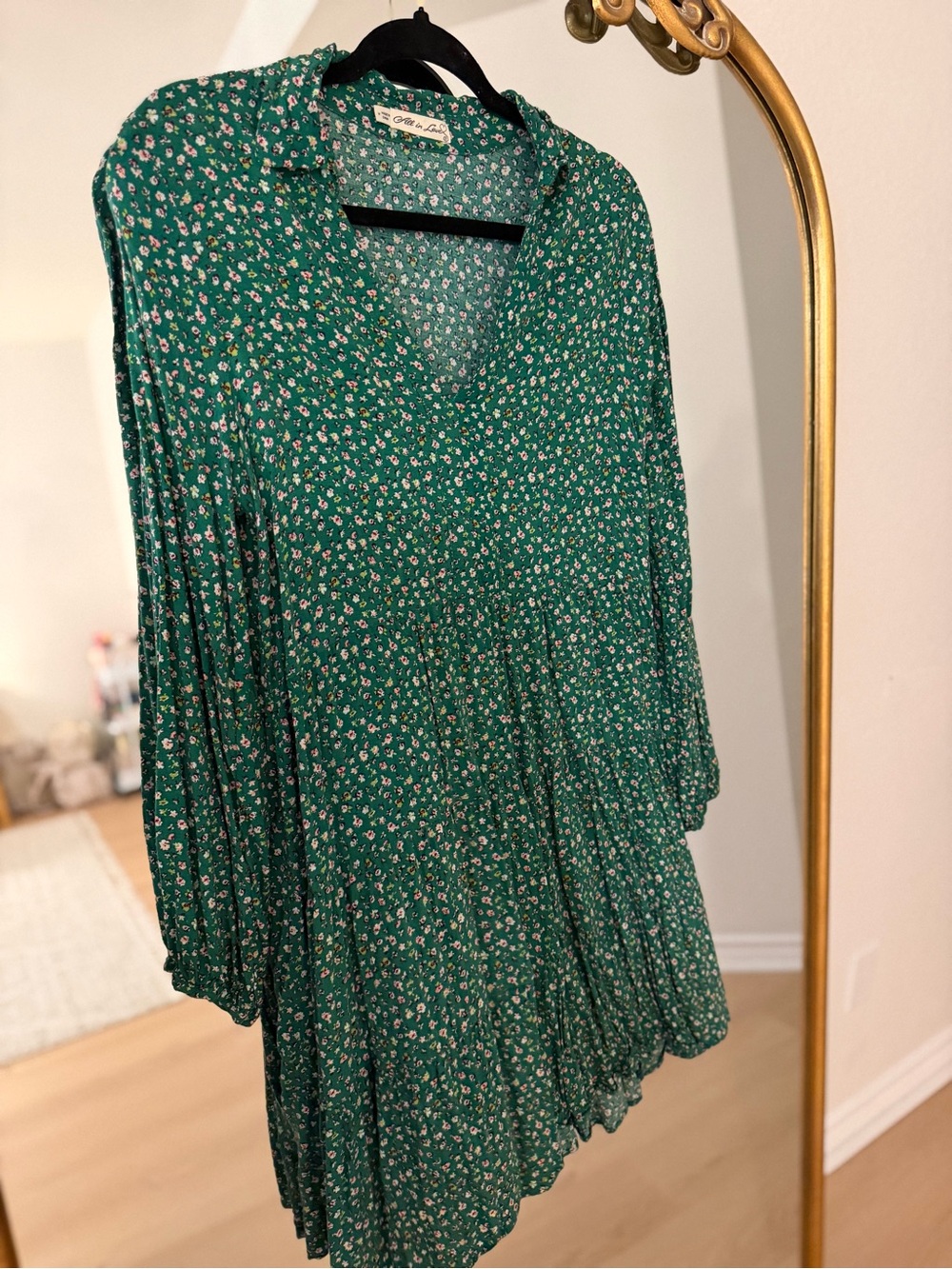 Maeve Emerald Green Floral Pleated Tunic
